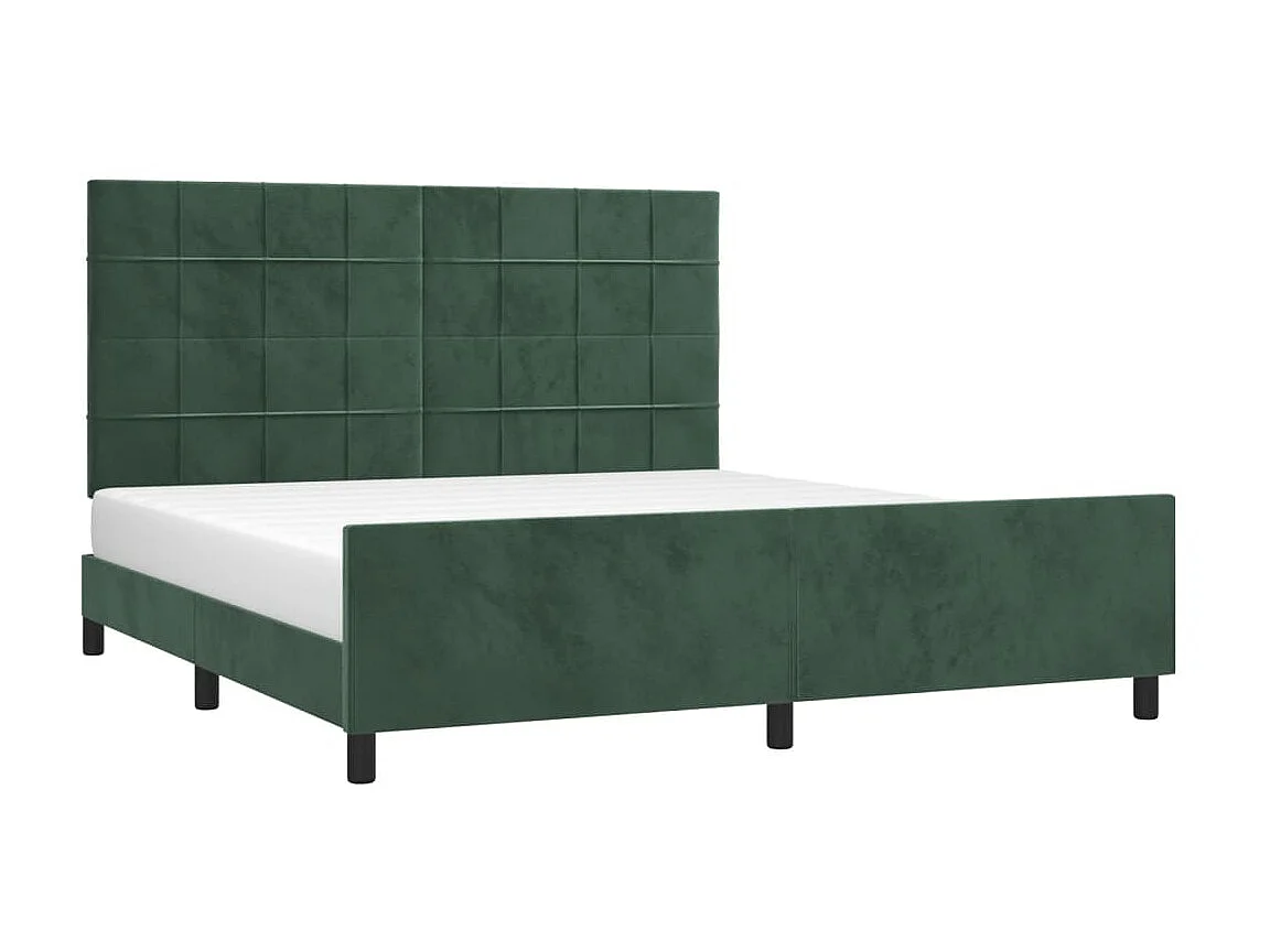 Cama 160x200 cm con cabecero terciopelo verde oscuro ES39381