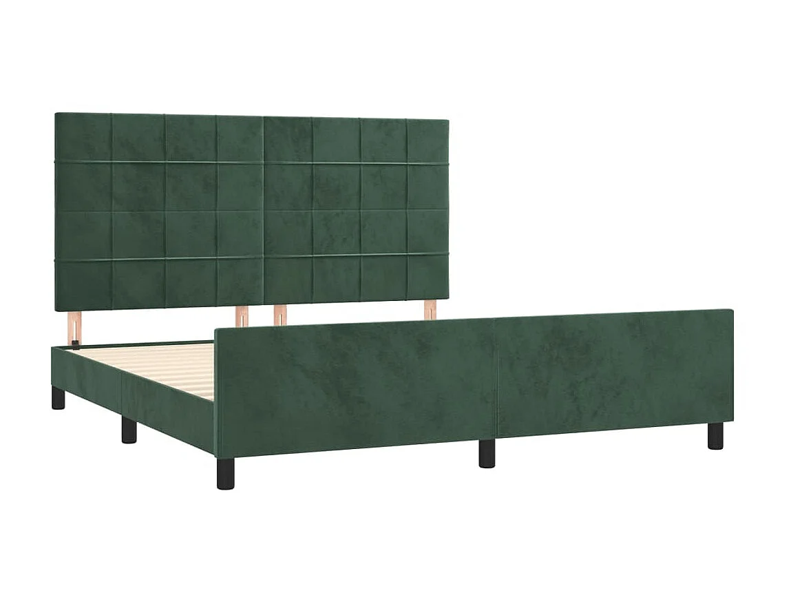 Cama 160x200 cm con cabecero terciopelo verde oscuro ES39381