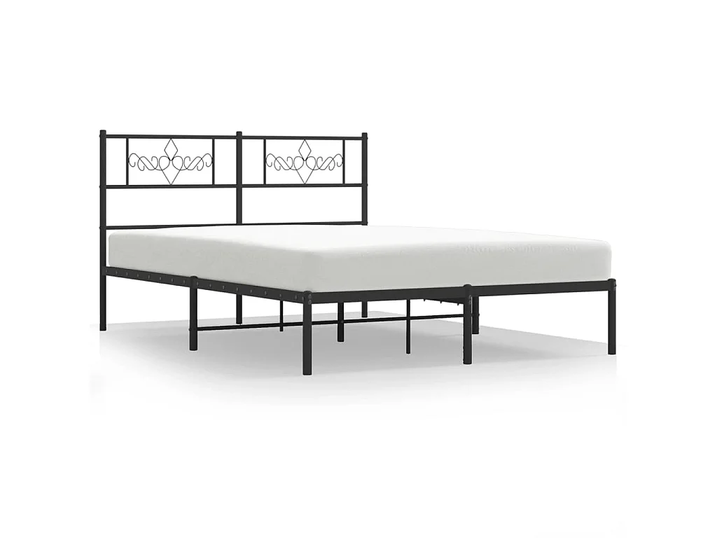 Bedframe met hoofdbord metaal zwart 140x190 cm NL71843