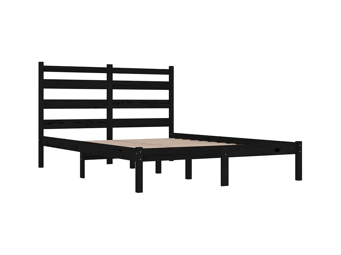Lit-200x200 cm Noir Bois de pin massif EGGB35096