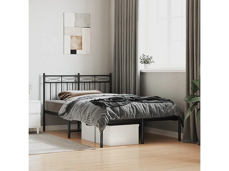 Cama 120x190 cm con cabecero metal negro ES55347