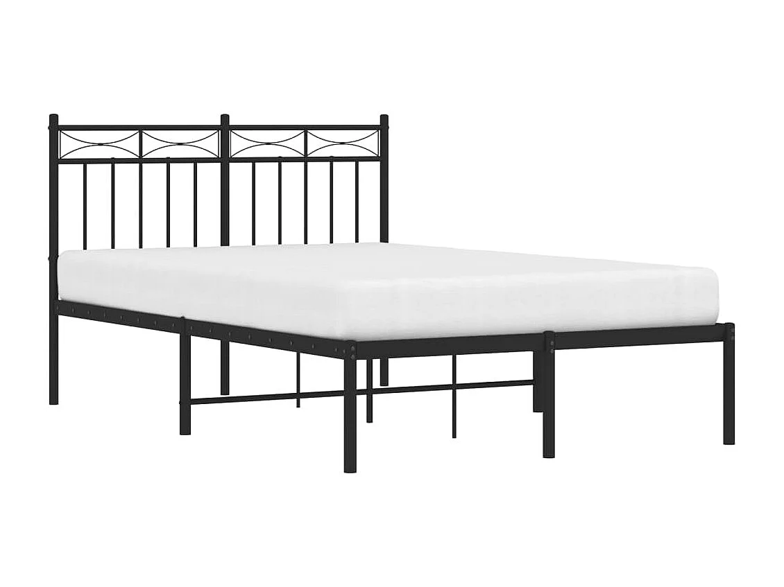 Lit-120x190 cm métal avec tête de lit noir EGGB90922