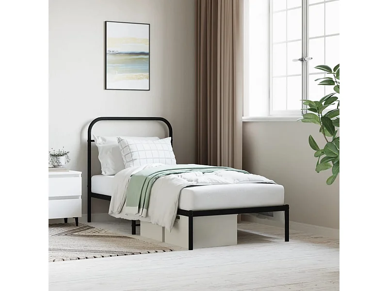 Bedframe met hoofdbord metaal zwart 90x190 cm NL97628