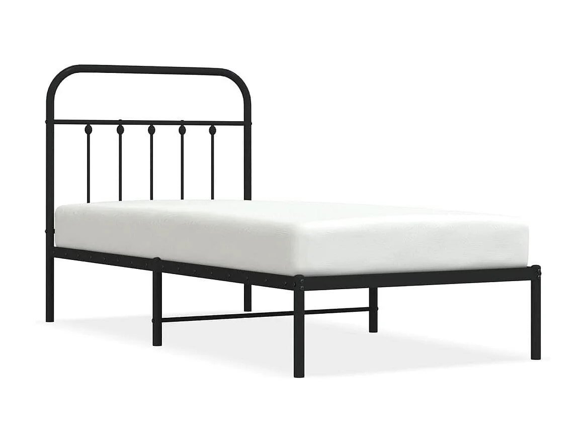 Cama 90x190 cm con cabecero metal negro ES96452
