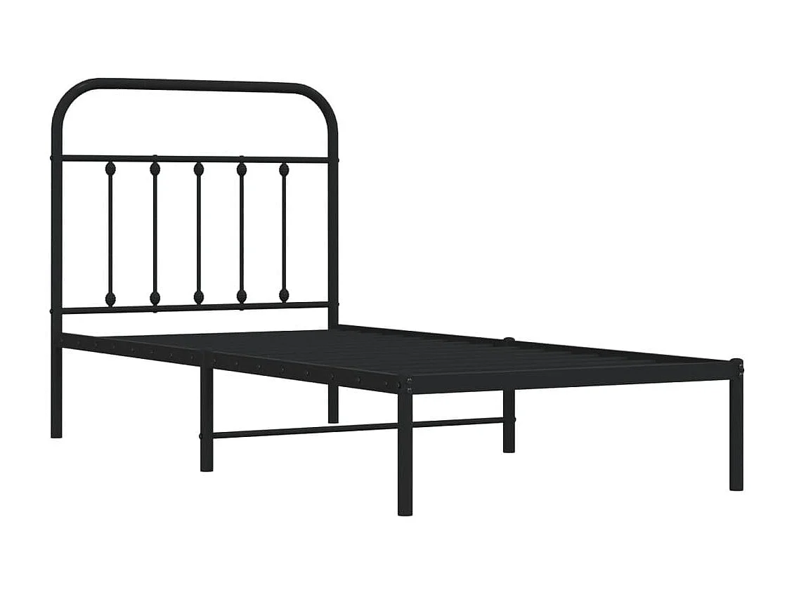 Cama 90x190 cm con cabecero metal negro ES96452
