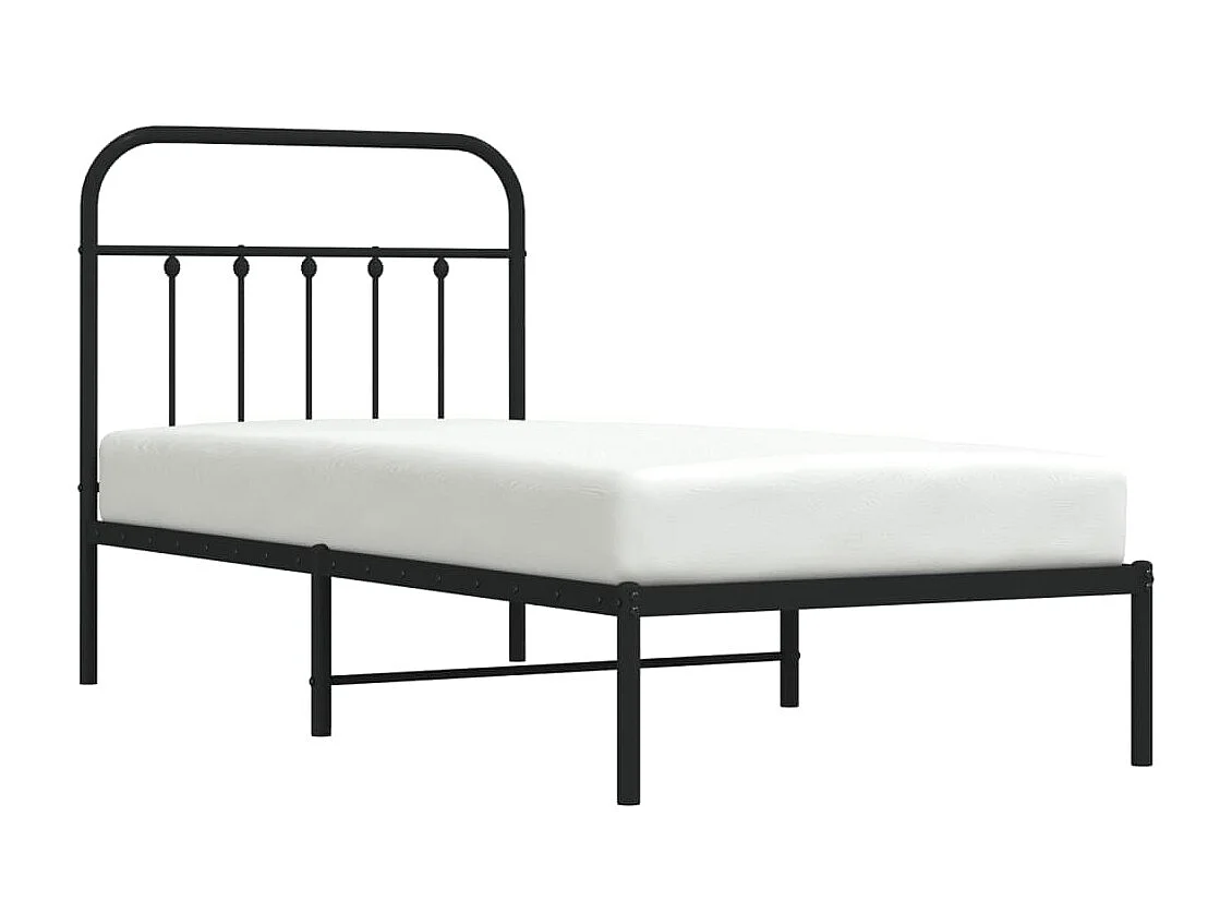 Lit-90x190 cm métal avec tête de lit noir EGGB88248
