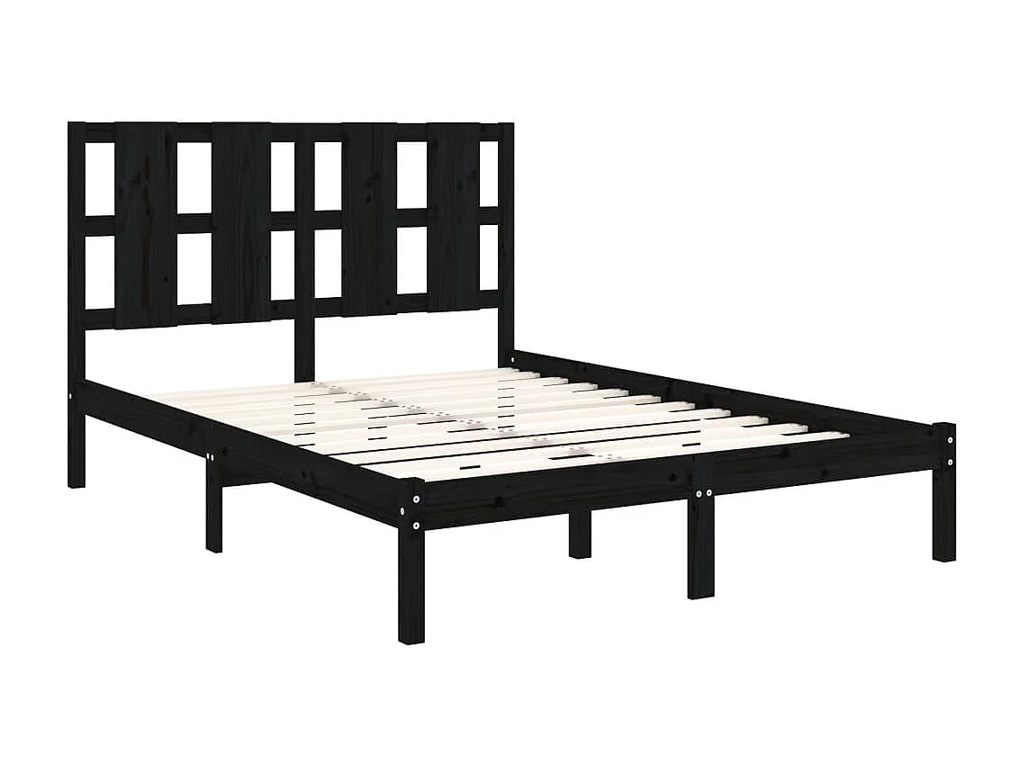 Lit-140x190 cm Noir Bois de pin massif EGGB32037