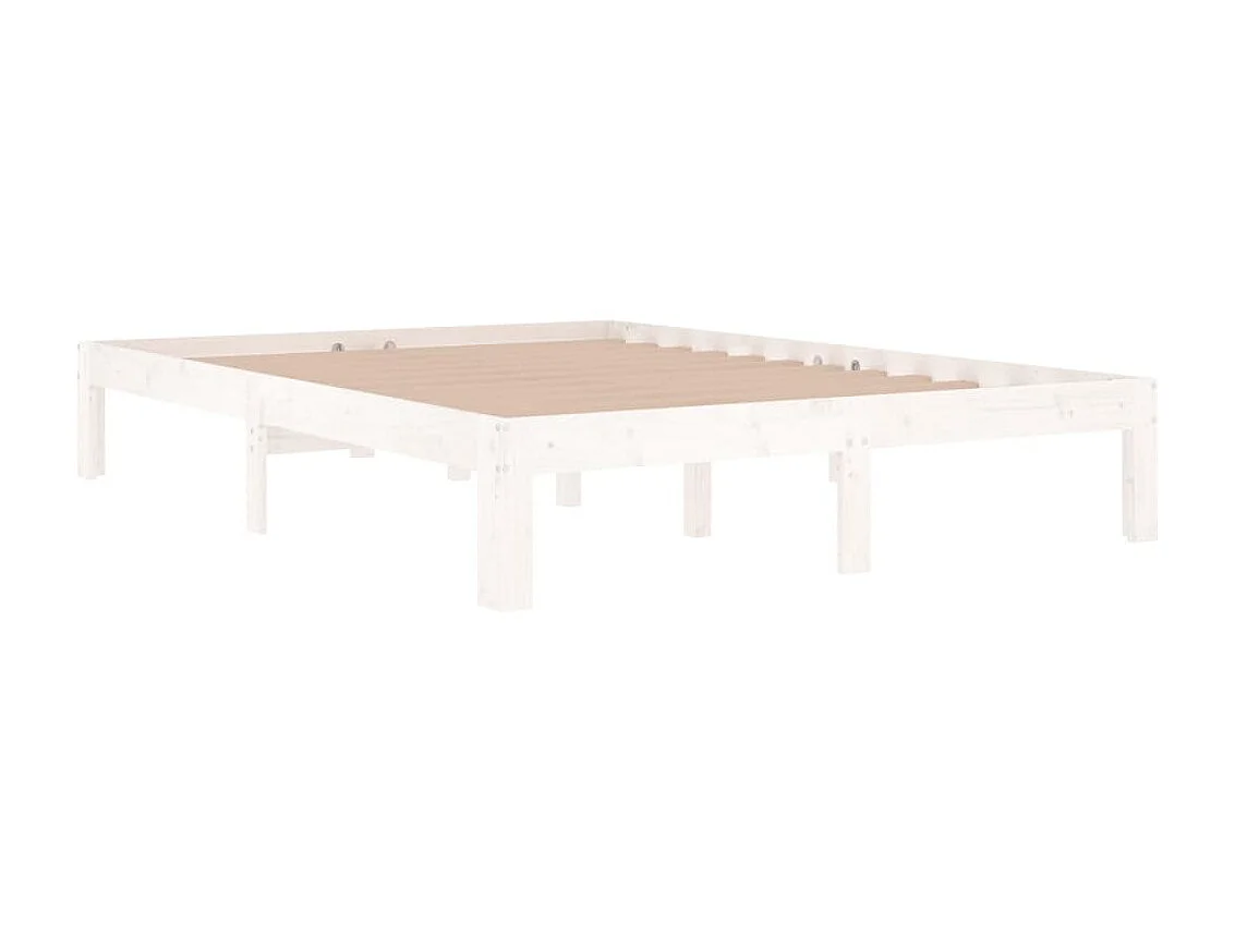 Lit-135x190 cm Blanc Bois massif Double EGGB93094