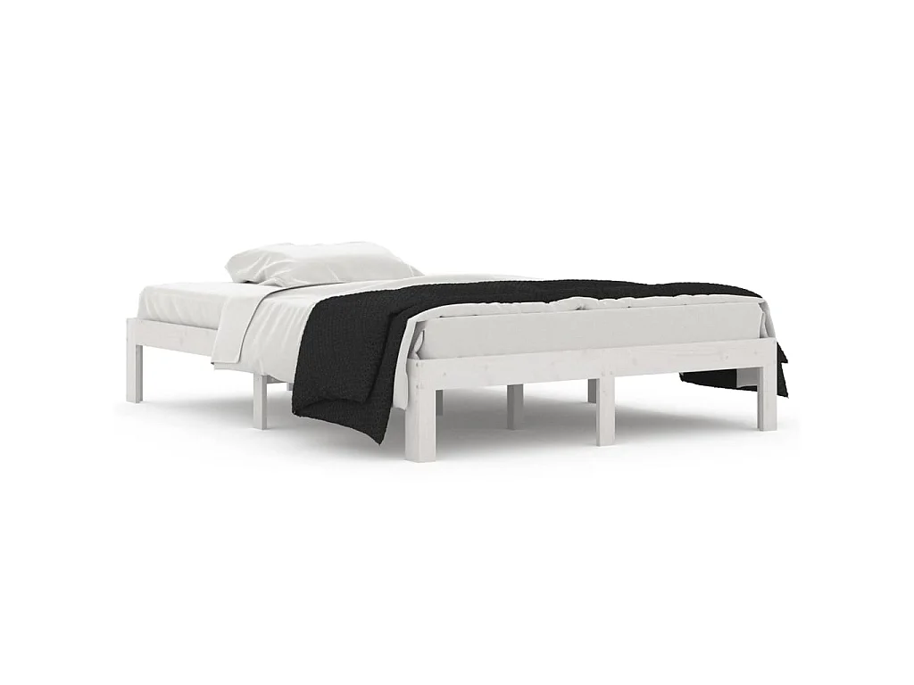 Lit-135x190 cm Blanc Bois massif Double EGGB93094