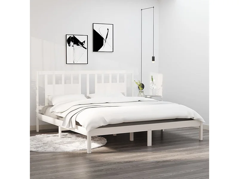 Cama 200x200 cm madera maciza de pino blanco ES73092