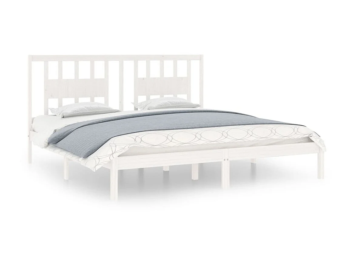 Lit-200x200 cm Blanc Bois de pin massif EGGB71313