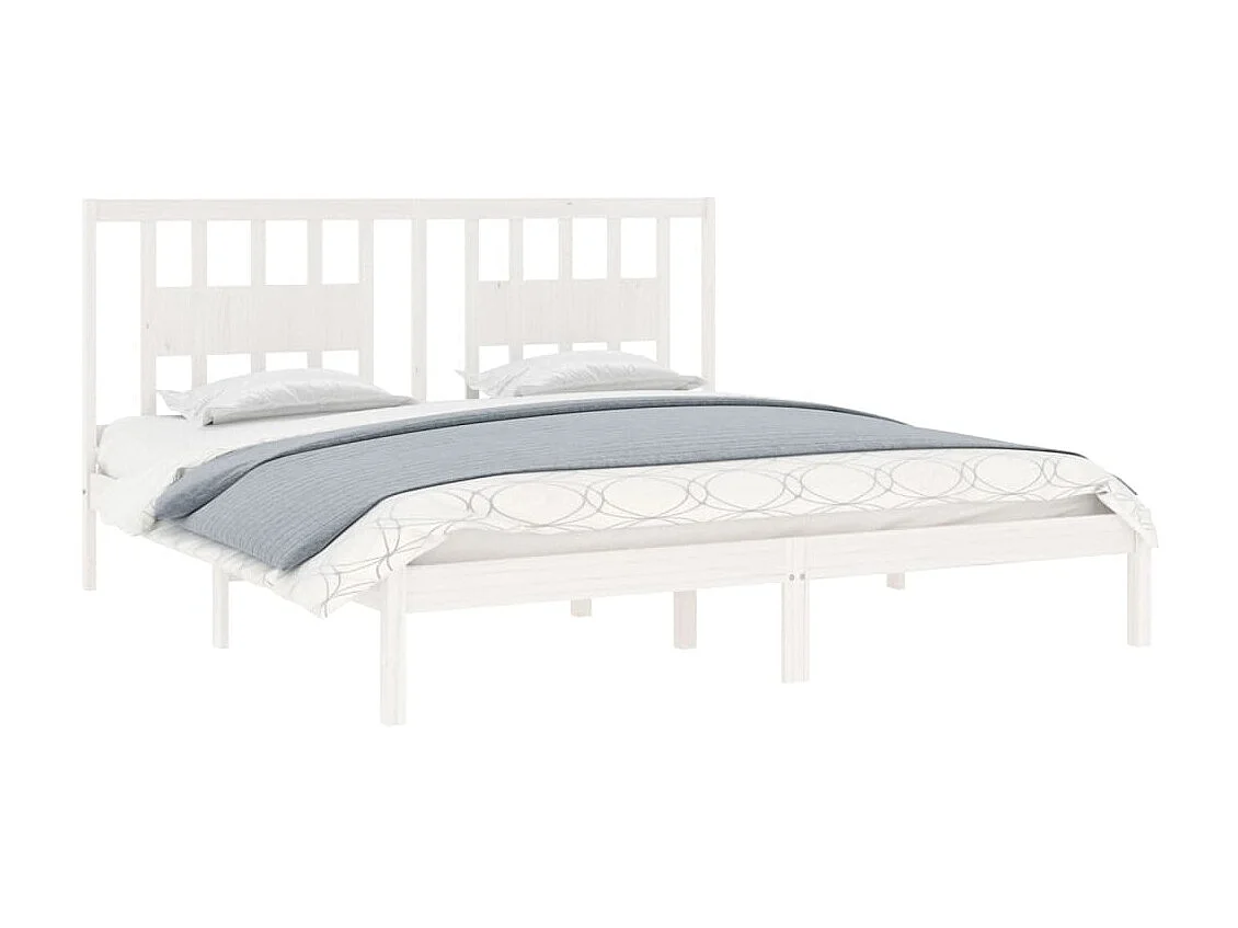 Lit-200x200 cm Blanc Bois de pin massif EGGB71313