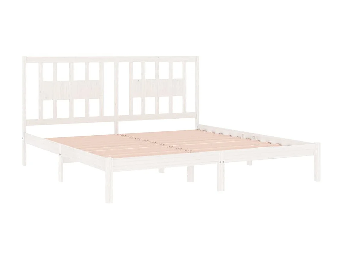 Lit-200x200 cm Blanc Bois de pin massif EGGB71313