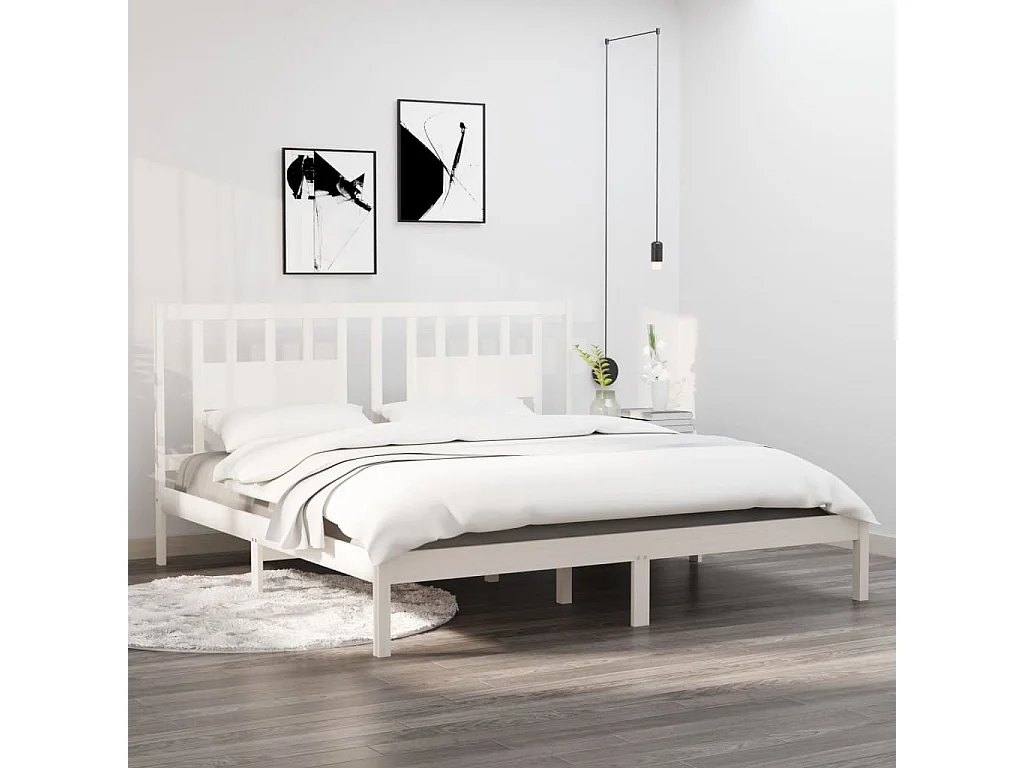 Cama 200x200 cm madera maciza de pino blanco ES73092