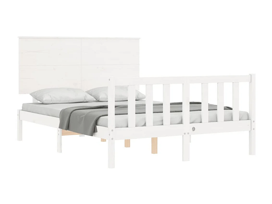 Bedframe met hoofdbord massief hout wit 140x190 cm NL75100