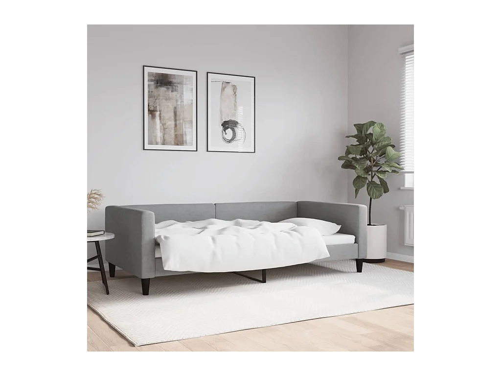 Lit-100x200 cm de repos gris clair tissu EGGB83805