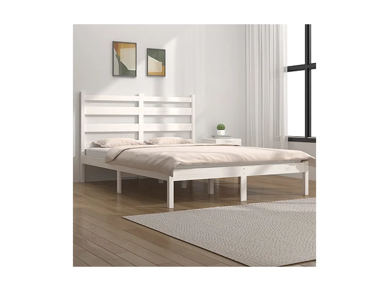 Lit-120x190 cm Blanc Bois de pin massif Petit Double EGGB83105
