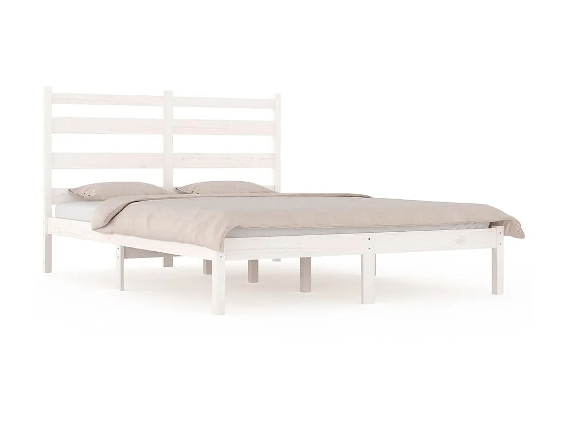 Lit-120x190 cm Blanc Bois de pin massif Petit Double EGGB83105