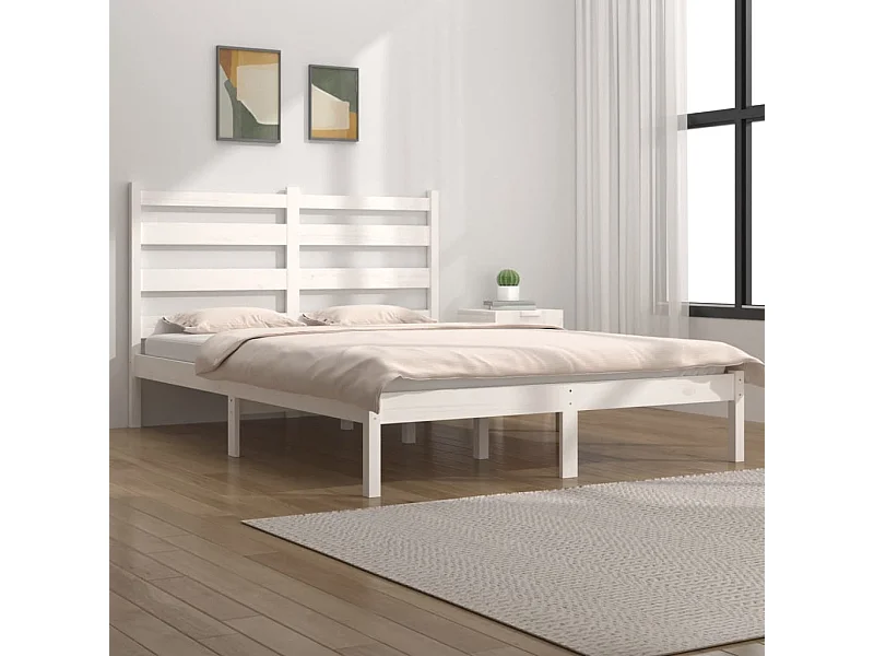 Bedframe massief grenenhout wit 120x190 cm NL17852