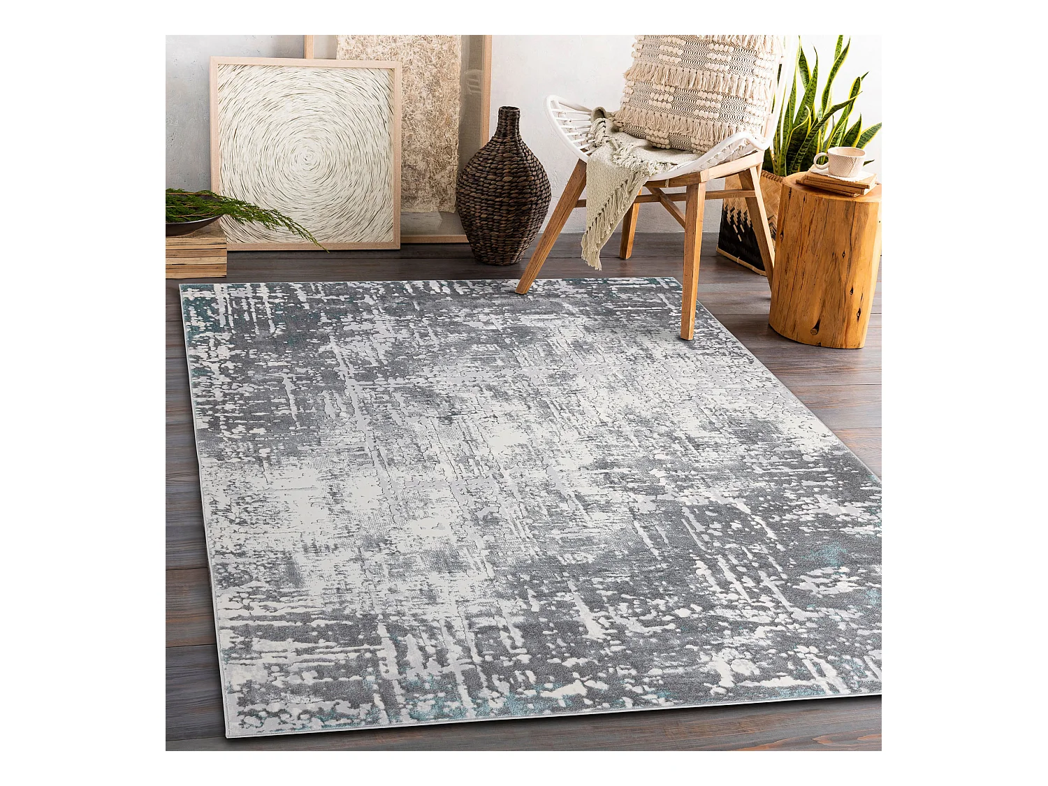 Tapijt CORE W9782 - structureel, twee lagen vlies, ivoor/grijs 80x150 cm