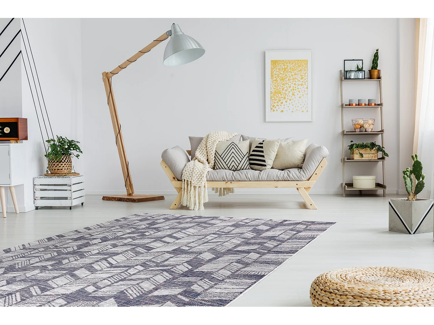 Sisal tapijt SISAL SION Zilverspar Chevron 22180 plat te weven ecru /  200x290 cm