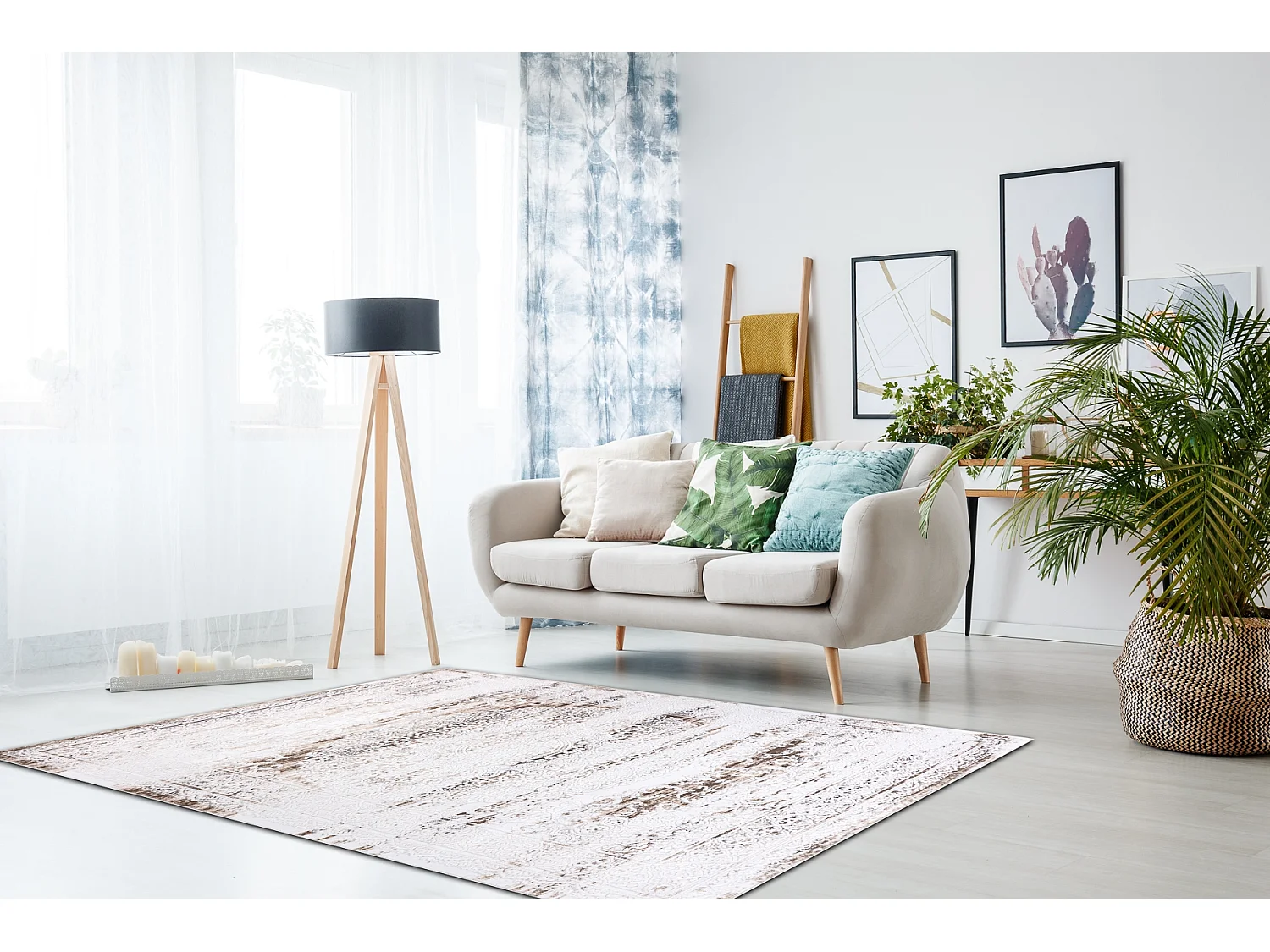 Tapis ACRYLIQUE VALENCIA 9986 ORNEMENT, CADRE, vintage Ivoire 120x180 cm