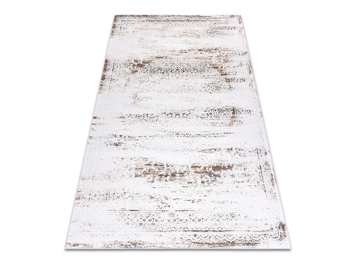 Tapijt ACRYL VALENCIA 9986 ORNAMENT, KADER, gewreven , vintage ivoor  120x180 cm