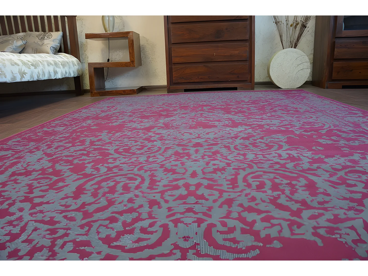 Tapis Vintage 22208/082 bordeaux / gris rosette classique 200x290 cm