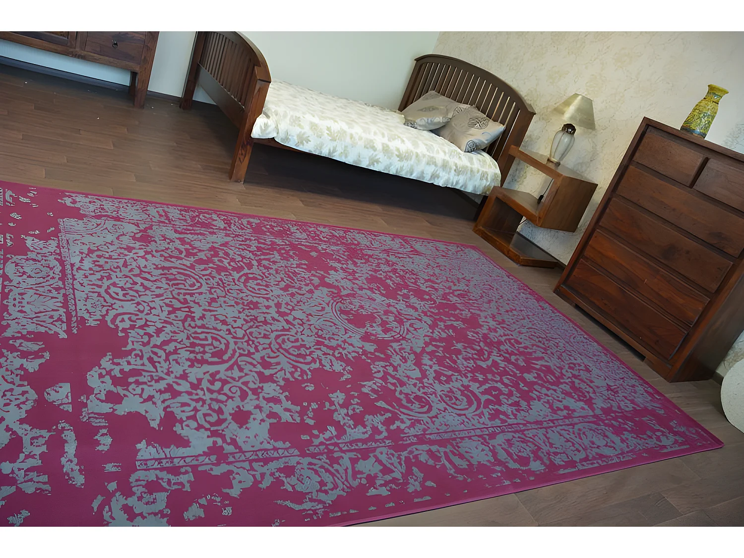 Tapis Vintage 22208/082 bordeaux / gris rosette classique 200x290 cm