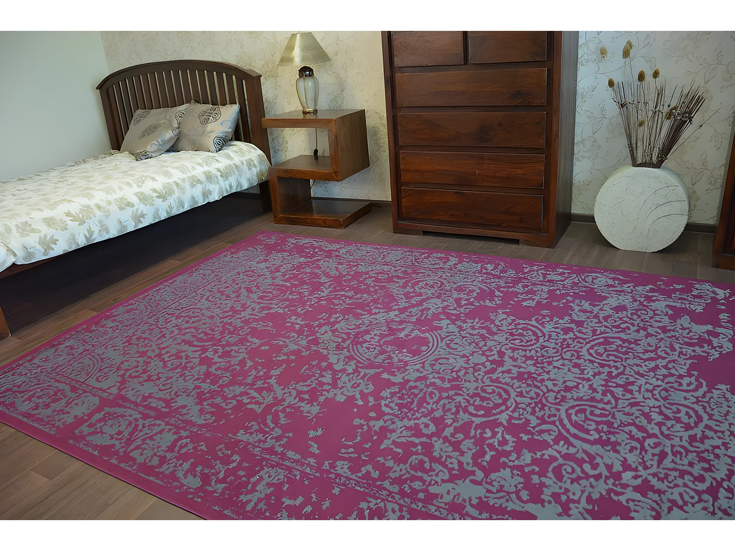 Tapis Vintage 22208/082 bordeaux / gris rosette classique 200x290 cm