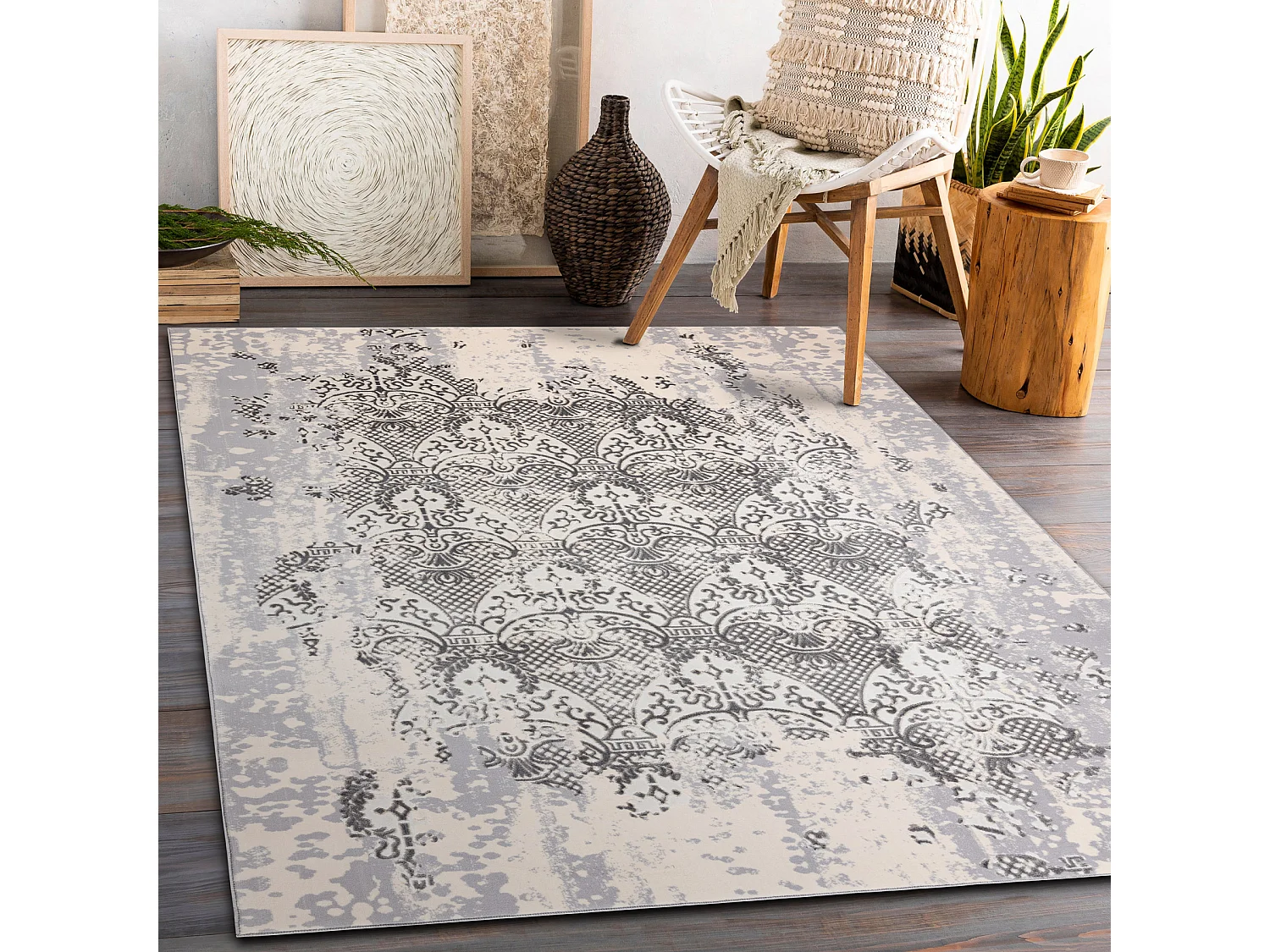 Tapijt CORE W3824 Ornament Vintage - structureel, twee lagen vlies, cr 120x170 cm