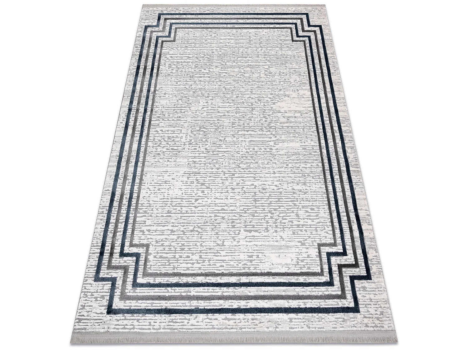 Tapijt modern TULS 51242 frame ivoorkleur / blauw 120x170 cm