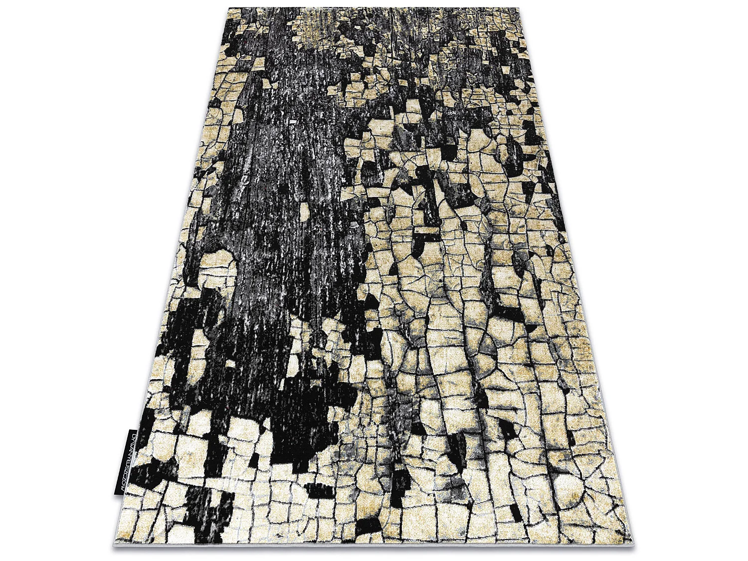 Tapis DE LUXE moderne 2079 Pavage brique - Structural or / gris 240x340 cm
