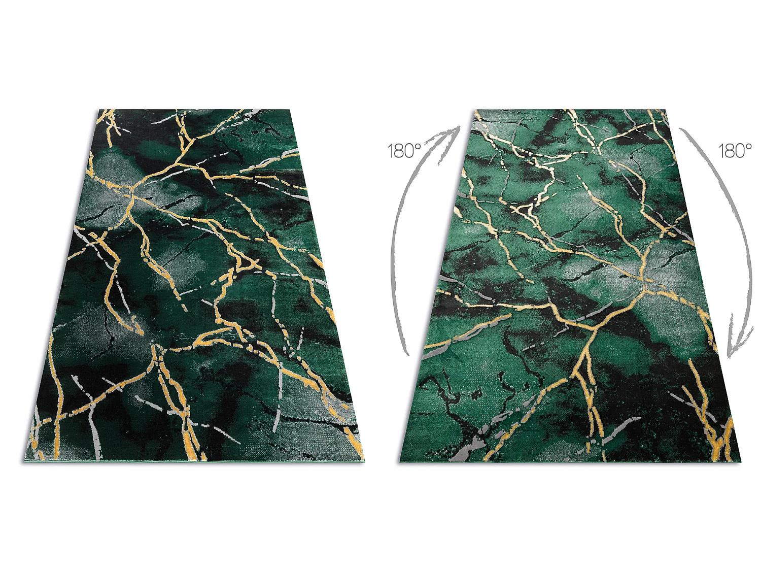 Exklusiv EMERALD Teppich 1018 glamour, stilvoll Marmor Flaschengrün / 200x290 cm