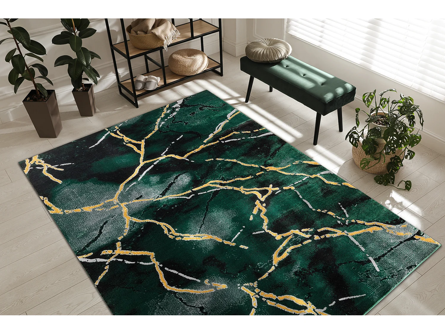 Dywan EMERALD ekskluzywny 1018 glamour, stylowy marmur butelkowa ziele 200x290 cm