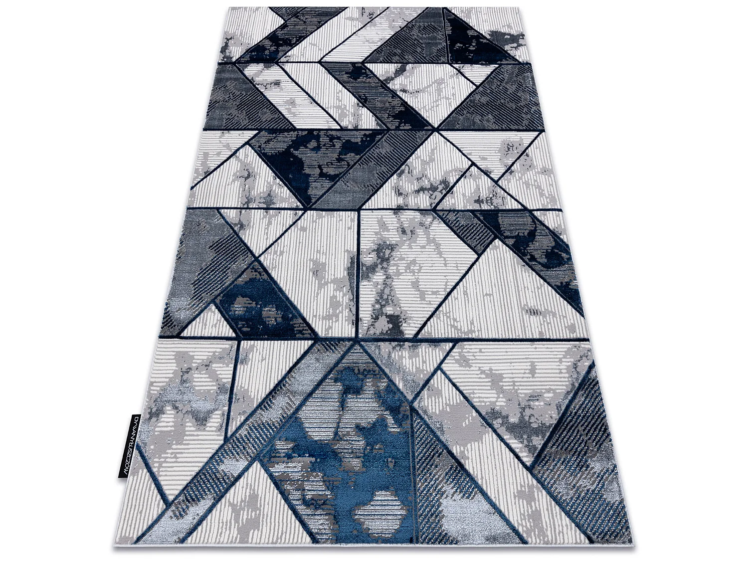 Tapijt DE LUXE modern 632 Geometrisch - Structureel crème / marinebla 240x340 cm