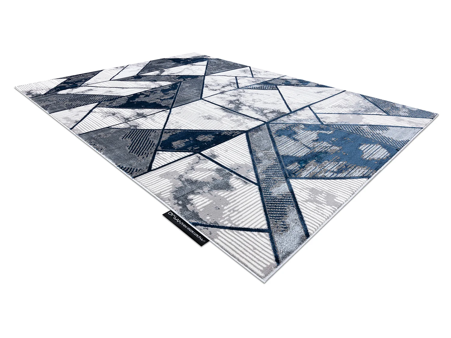 Tapijt DE LUXE modern 632 Geometrisch - Structureel crème / marinebla 240x340 cm