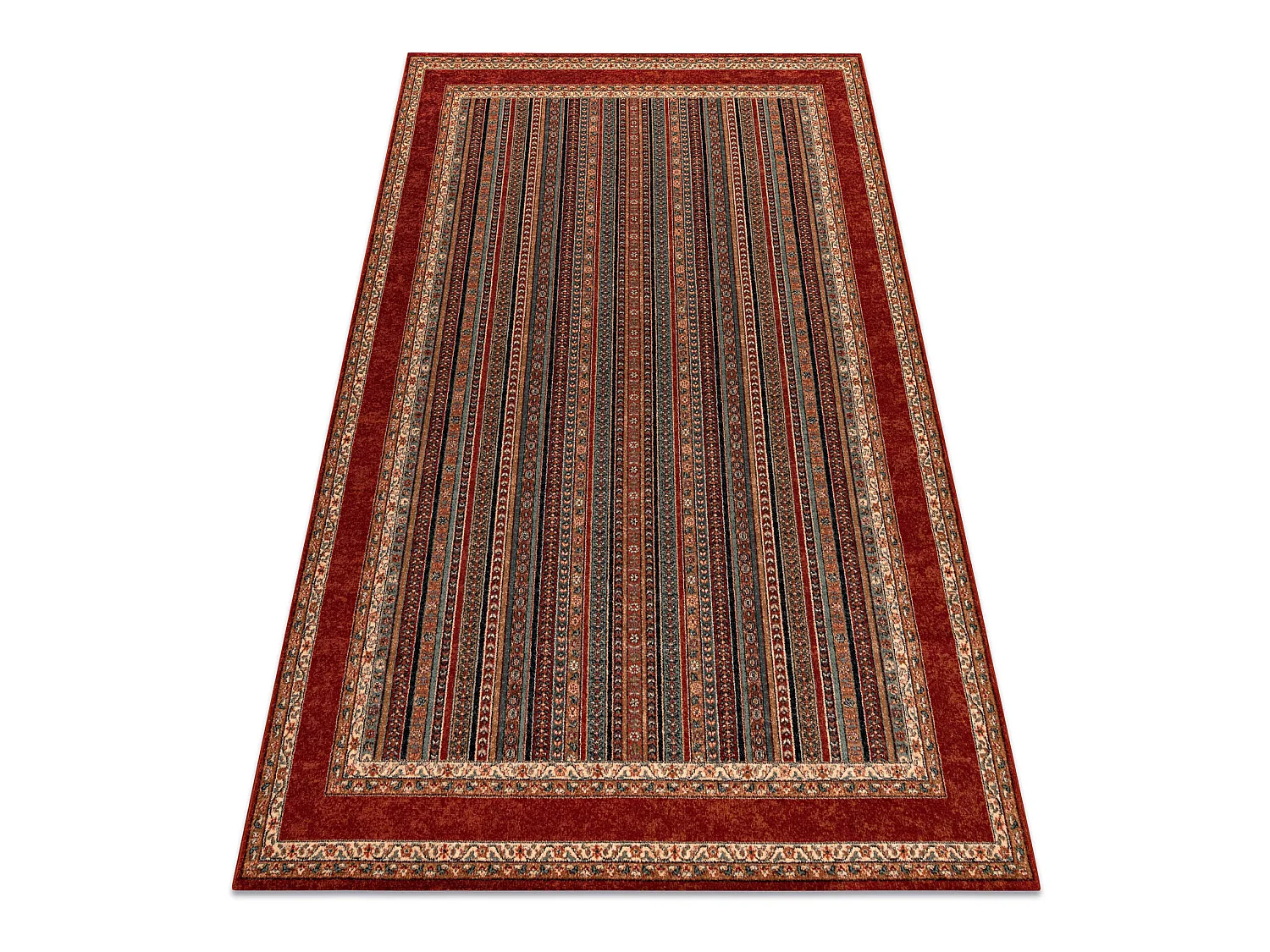 Wollen tapijt KASHQAI 4357 300 kader , oosters groen / bordeaux rode k 135x200 cm