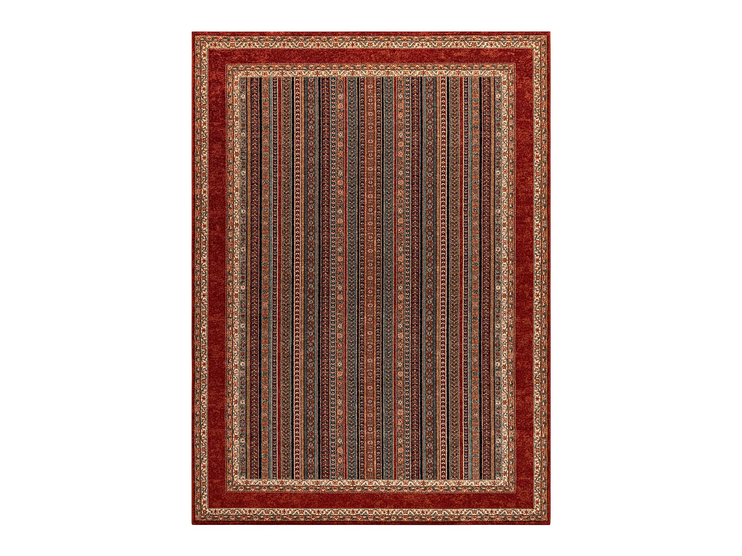 Tapis en laine KASHQAI 4357 300 Cadre, oriental vert / bordeaux 135x200 cm