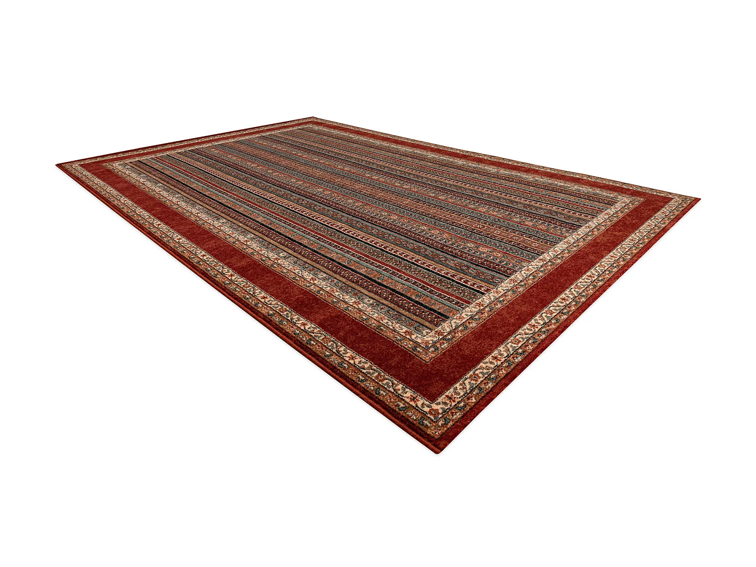 Tapis en laine KASHQAI 4357 300 Cadre, oriental vert / bordeaux 135x200 cm
