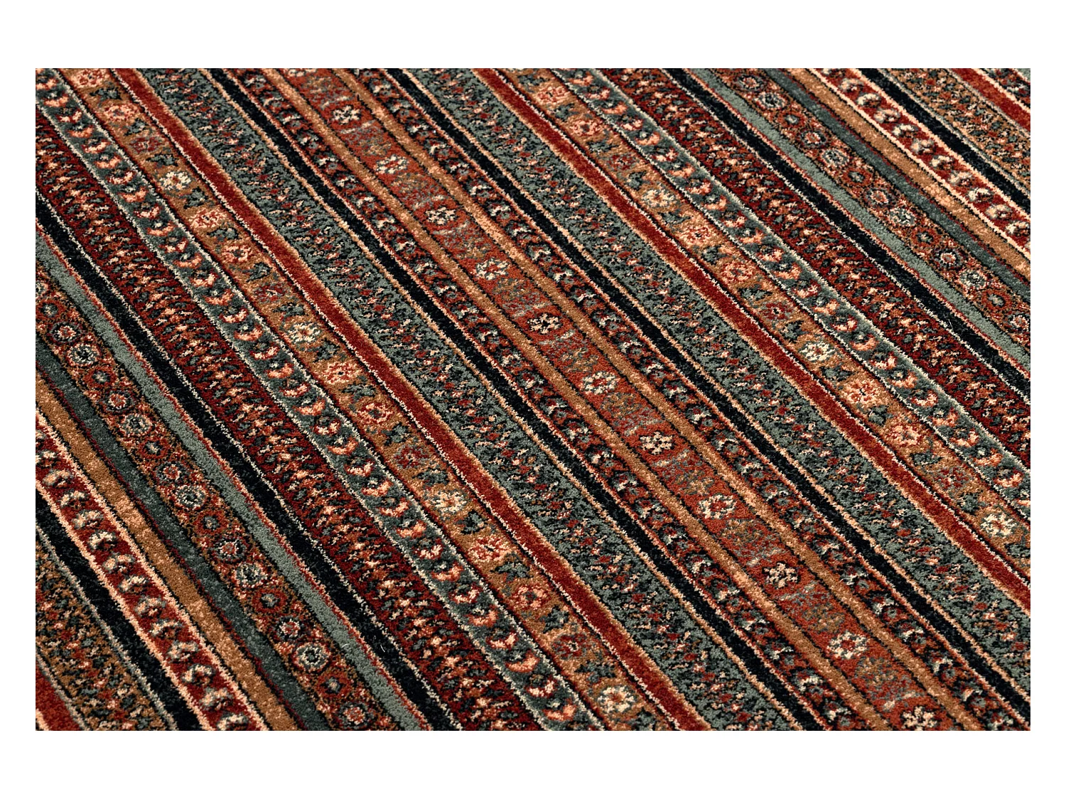 Tapis en laine KASHQAI 4357 300 Cadre, oriental vert / bordeaux 135x200 cm