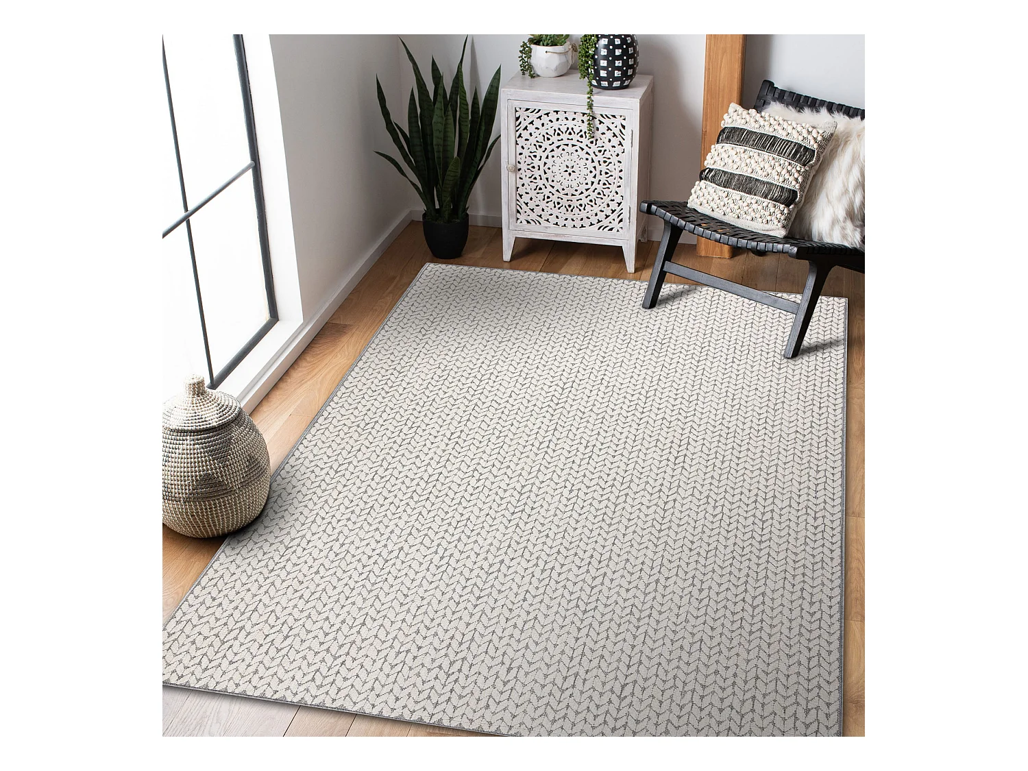 Tapijt SPRING 20467332 Zilverspar chevron Sisal , lus - crème 160x230 cm