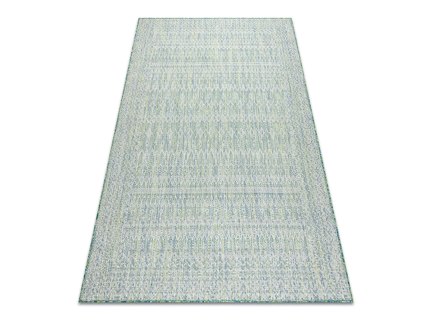 Tapis SIZAL SION Diamants 22184 tissé à plat vert / bleu / ecru 80x150 cm
