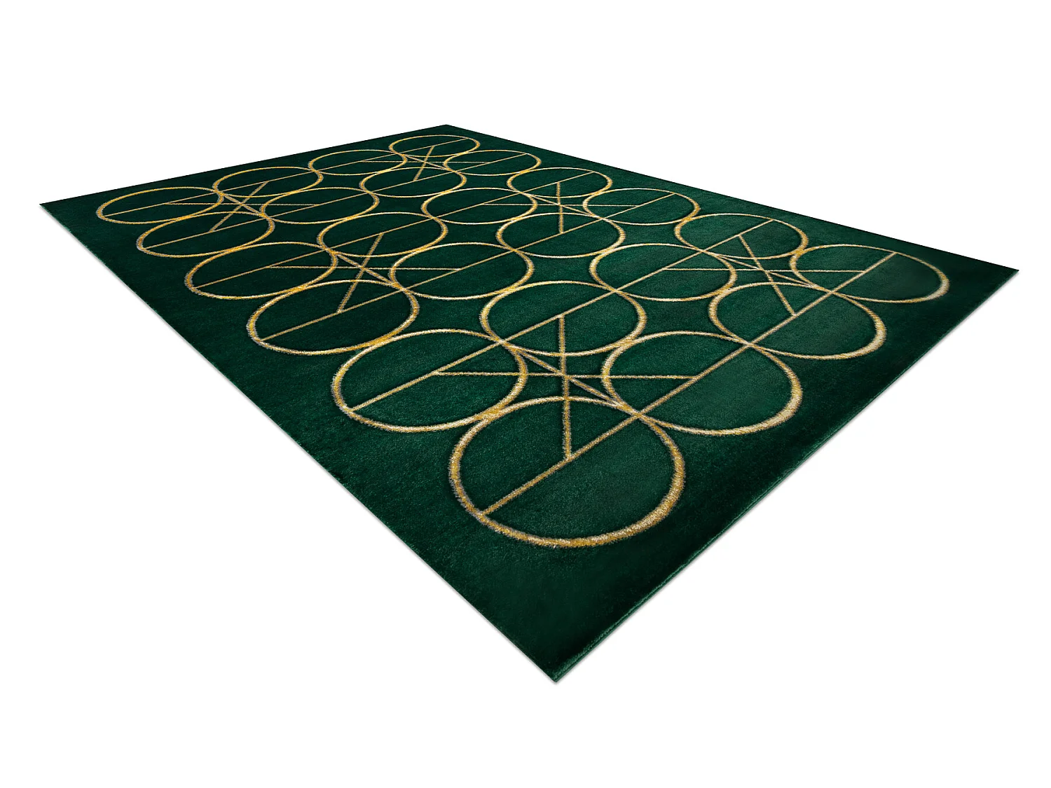 Tapis EMERALD exclusif 1010 glamour, élégant cercles bouteille verte 200x290 cm