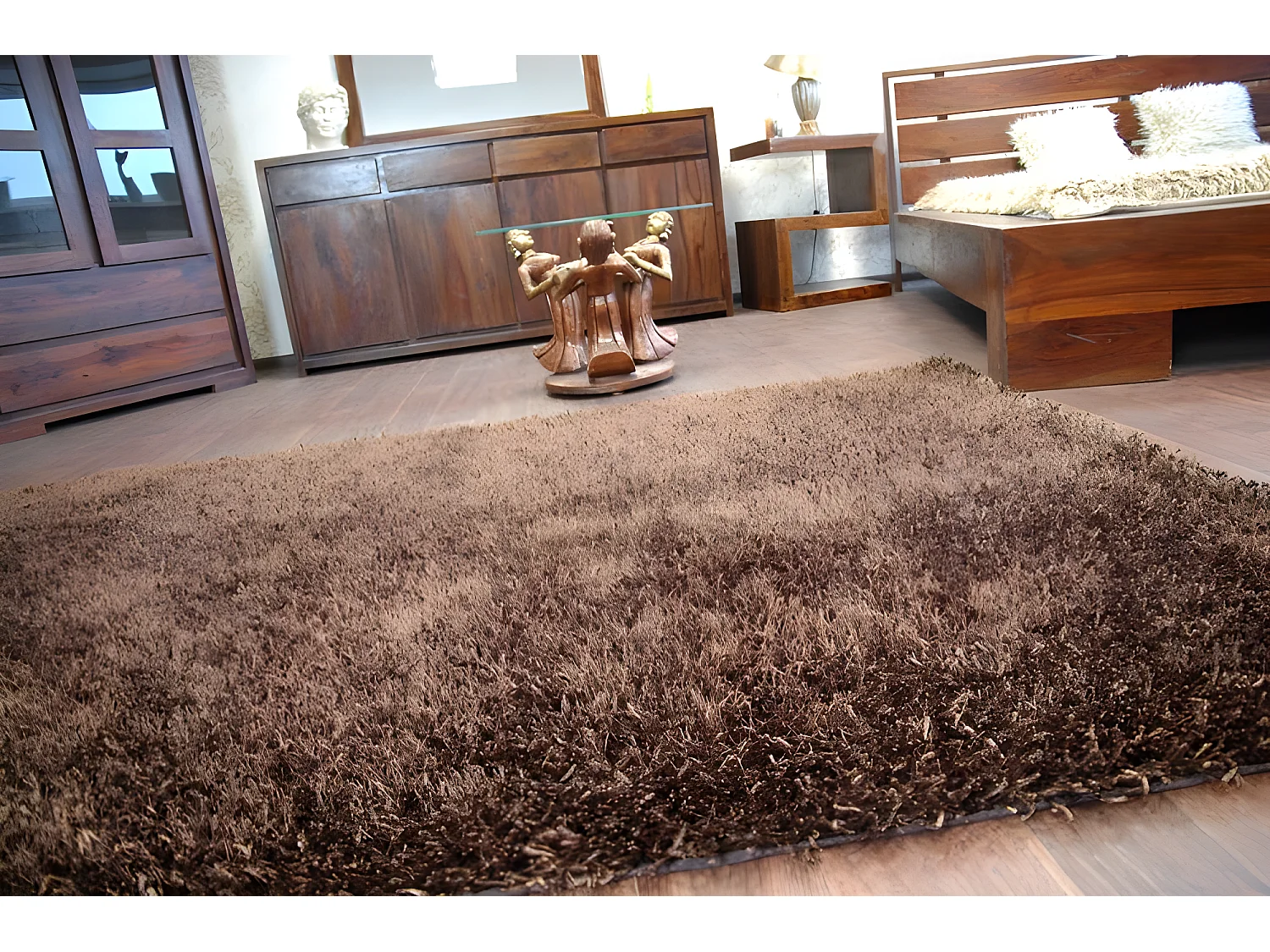 TAPIS SHAGGY LILOU marron 130x190 cm