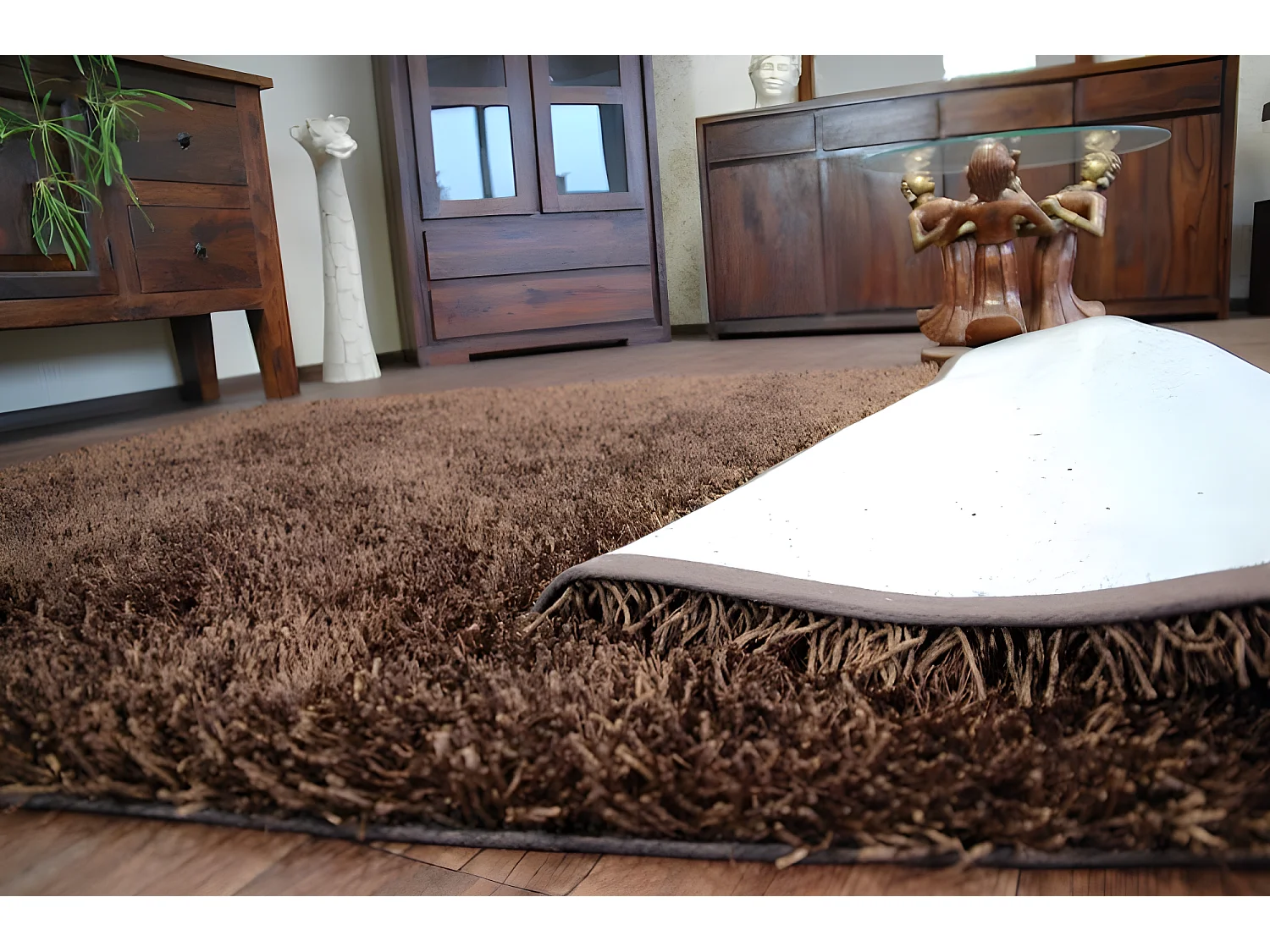 TAPIS SHAGGY LILOU marron 130x190 cm