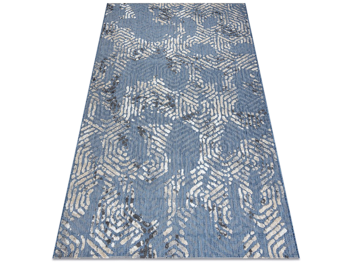 Tapijt Structureel SOLE D3841 zeshoeken Plat geweven, twee poolhoogte, 140x190 cm