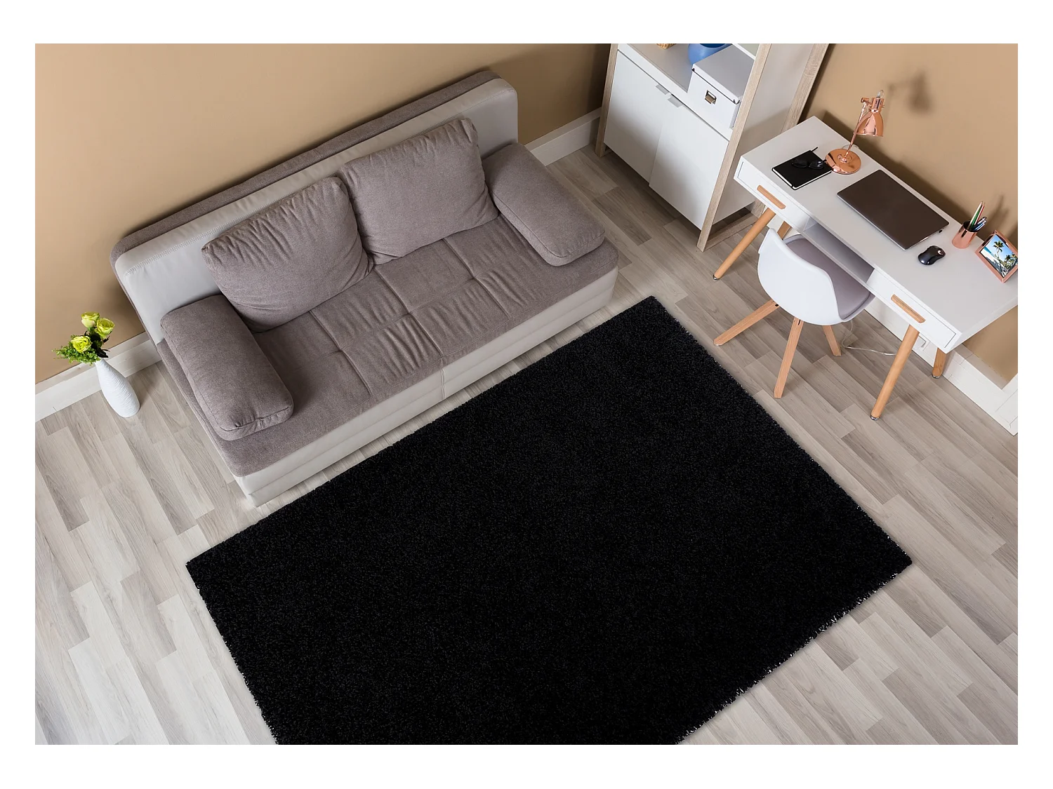 Tapis SOFFI shaggy 5cm noir 140x190 cm