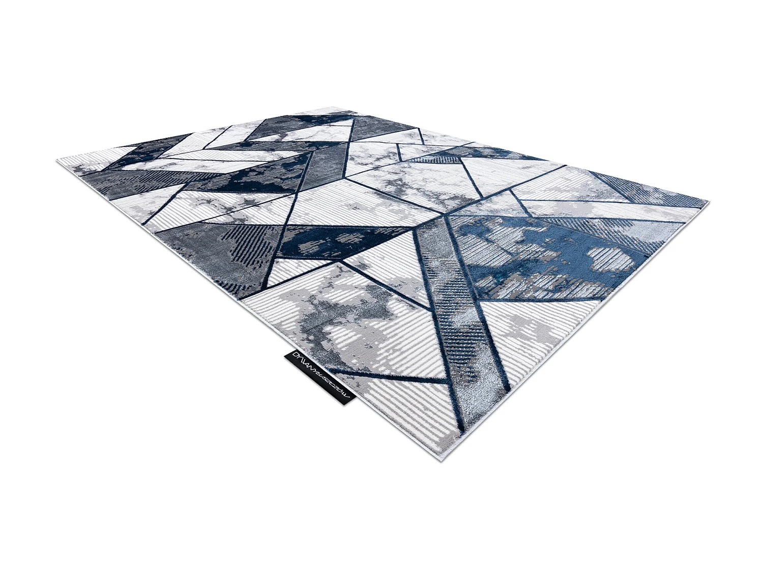 Tapis DE LUXE moderne 632 Géométrique - Structural crème / bleu fon 120x170 cm