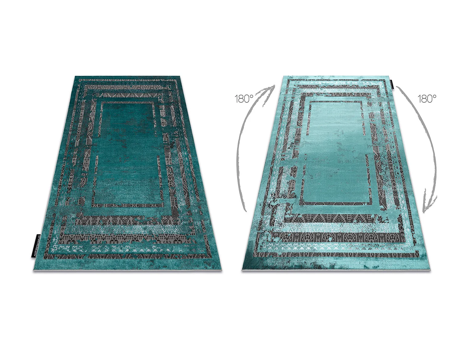 Tapis DE LUXE moderne 1516 Cadre vintage - Structural vert / anthracit 140x190 cm